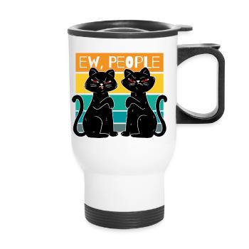 Ew People Lustiges Katzen Katzenliebhaber Geschenk - Thermobecher mit Tragegriff - Weiß - Vorne