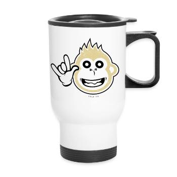 Rock on monkey - Thermal mug with handle - white - Front