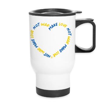 Make Love No War Peace Ukraine - Thermal mug with handle - white - Front
