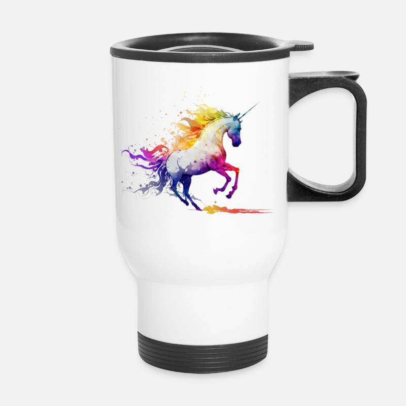 Einhorn-Lauf - Thermobecher mit Tragegriff - Weiß