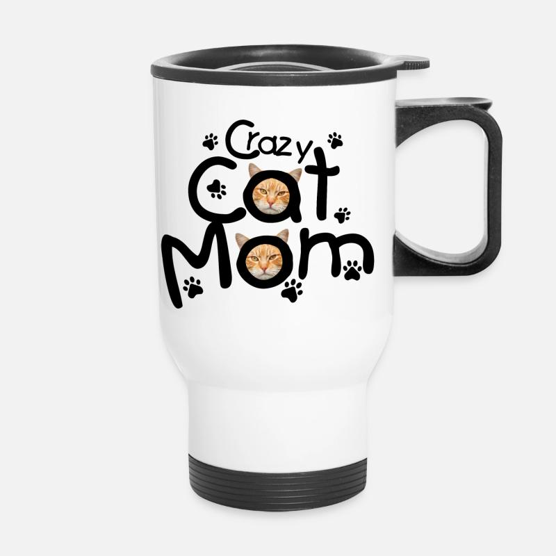 Crazy Cat Mom - Thermal mug with handle - white
