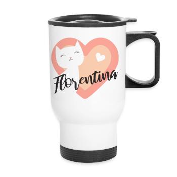 Florentina Surname First Name Kitten - Thermal mug with handle - white - Front