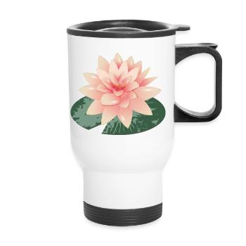 Beau nénuphar avec pétale de nénuphar vert - Tasse isotherme avec poignée - blanc - Devant