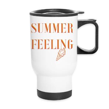 SUMMER FEELING mit Eis - Thermobecher mit Tragegriff - Weiß - Vorne