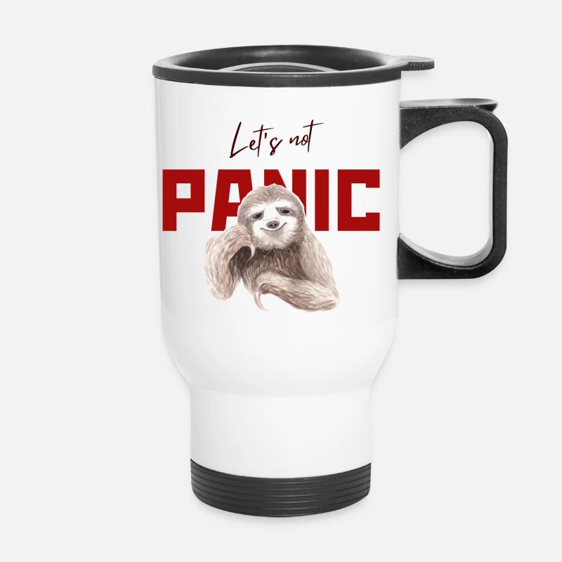 Sloth illustration Let's Not Panic - Thermal mug with handle - white