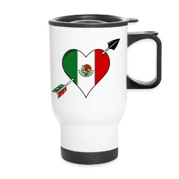 Mexico Flag Heart Love - Thermal mug with handle - white - Front