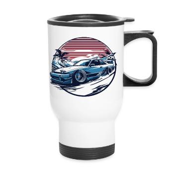 Japanese style car, JDM - Thermal mug with handle - white - Front