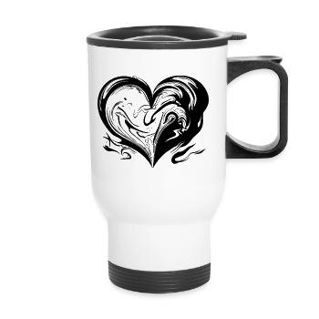 Curved Heart - Thermal mug with handle - white - Front