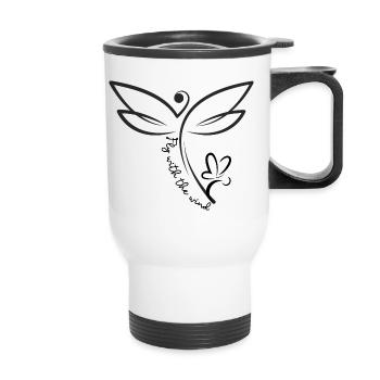 Zauberhafte wilde Libelle "Fly with the Wind“ - Thermobecher mit Tragegriff - Weiß - Vorne