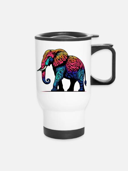 Elefant - Thermobecher mit Tragegriff - Weiß