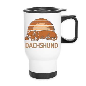 Teckel Vintage Sunset - Tasse isotherme avec poignée - blanc - Devant