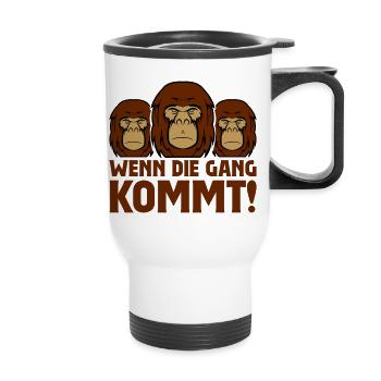 gorilla wenn die gang kommt - Thermobecher mit Tragegriff - Weiß - Vorne