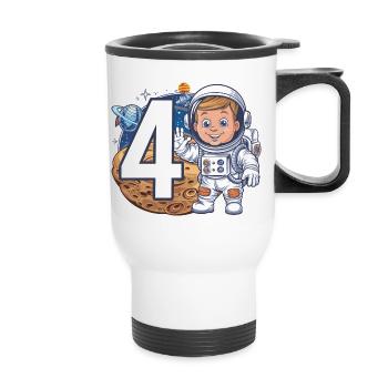 4th Birthday Astronaut Space Adventure for Boys - Thermobecher mit Tragegriff - Weiß - Vorne