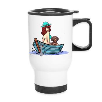 Holiday Ready for Holiday Dog Boat Holiday Leisure Dogs - Thermal mug with handle - white - Front