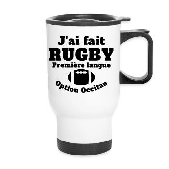 Rugby, Rugbysport, Okzitanien - Thermobecher mit Tragegriff - Weiß - Vorne