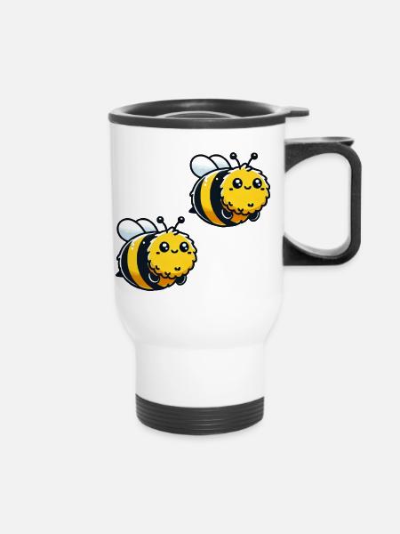 hummel biene 2 - Thermobecher mit Tragegriff - Weiß