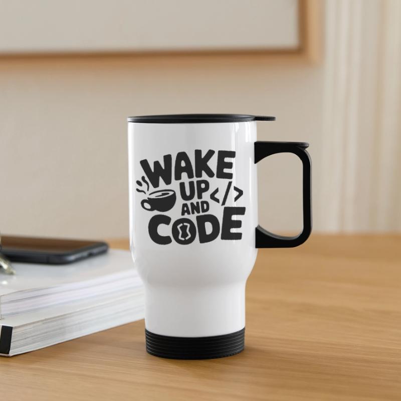 Wake Up and Code Thermal mug with handle