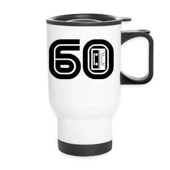 60 Retro Musik 60er - Thermobecher mit Tragegriff - Weiß - Vorne