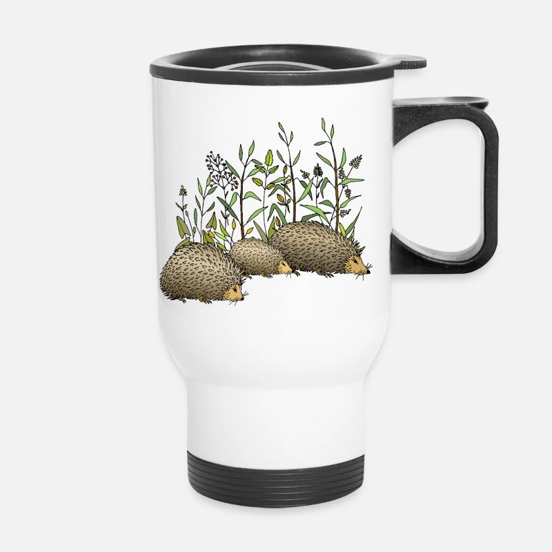 Hedgehogs - Thermal mug with handle - white