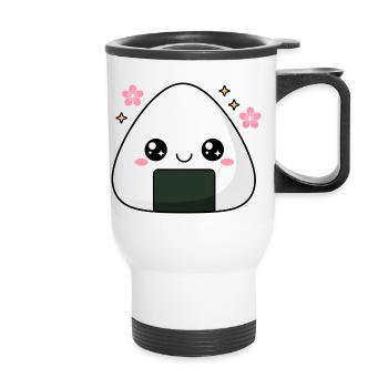 Kawaii Onigiri Rice Cute Food Lover - Thermal mug with handle - white - Front