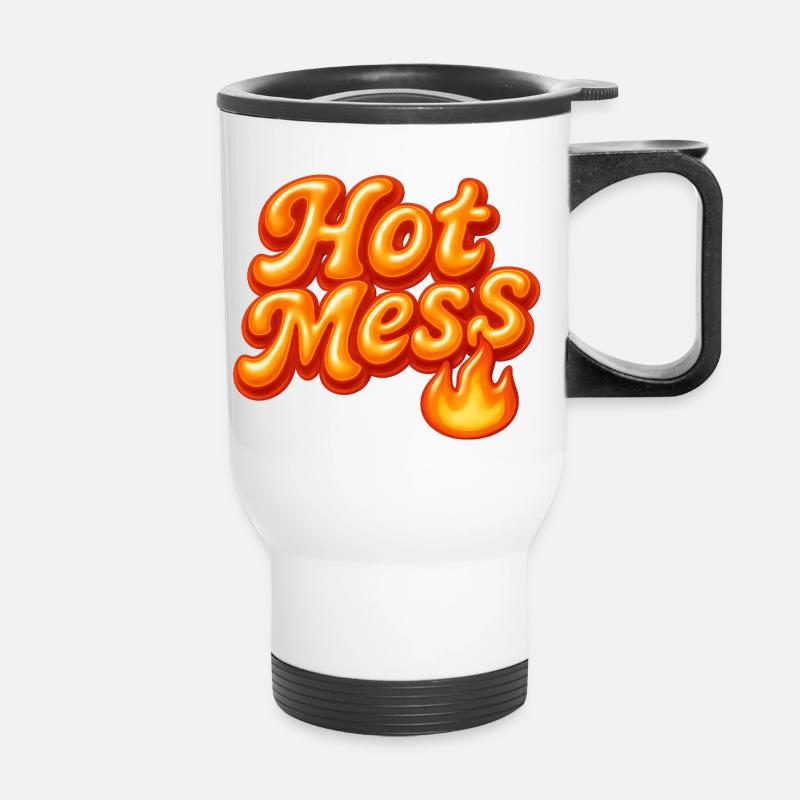 hot mess / y2k statement design - Thermal mug with handle - white