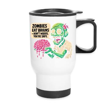 Zombie Gehirn Spaß Retro - Thermobecher mit Tragegriff - Weiß - Vorne