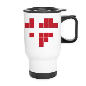 Pixel Heart Denmark Flag - Thermal mug with handle - white - Front