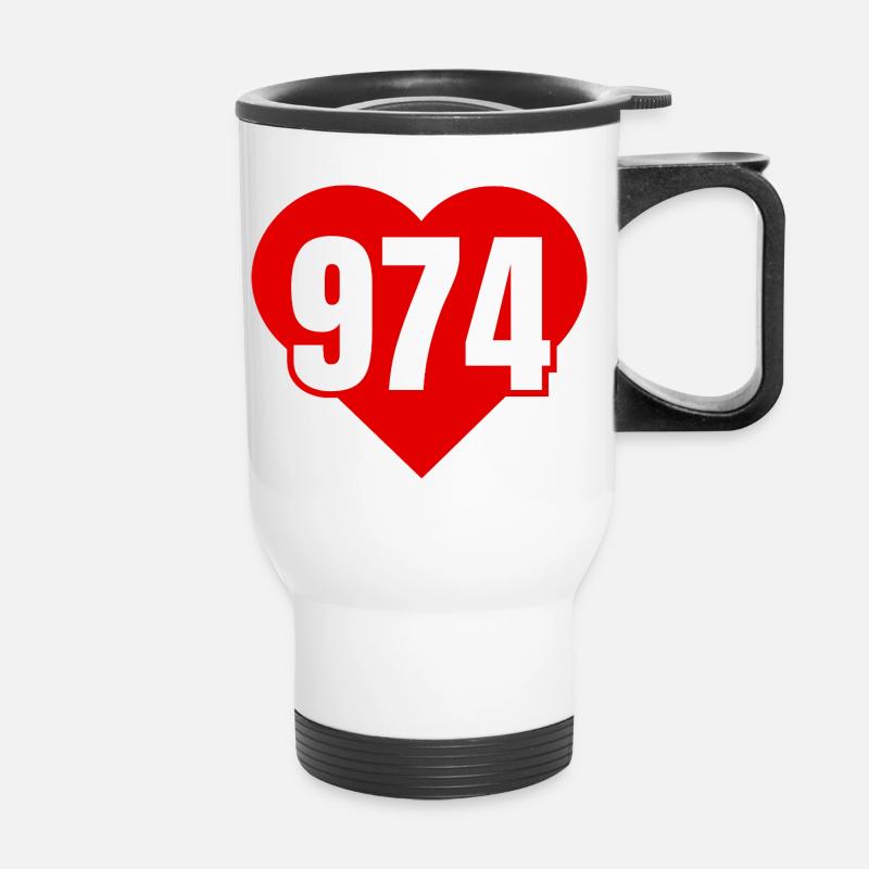 Rotes Herz 974 - Thermobecher mit Tragegriff - Weiß