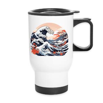 Great Wave of Kanagawa - Thermal mug with handle - white - Front