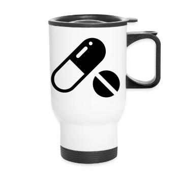 Pills Pillen Tabletten - Thermobecher mit Tragegriff - Weiß - Vorne