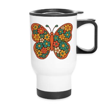 Flower Wings Butterfly Art - Thermal mug with handle - white - Front