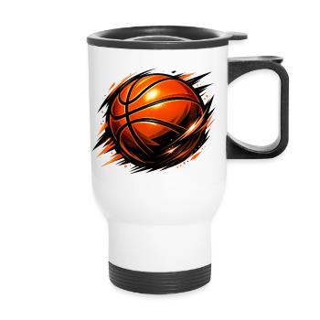Basketball - Design ballon de basket - Tasse isotherme avec poignée - blanc - Devant