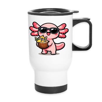 Axolotl Kokos-Kawaii mit Sonnenbrille - Tasse isotherme avec poignée - blanc - Devant