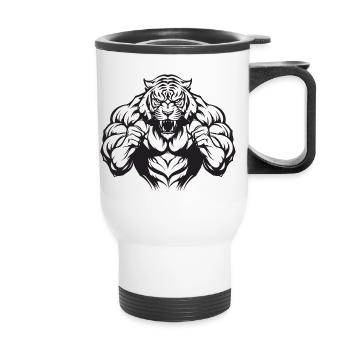 Gymnase Tiger - Tasse isotherme avec poignée - blanc - Devant