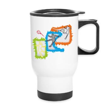 Joueurs de football - Tasse isotherme avec poignée - blanc - Devant