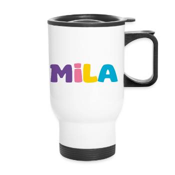 Name - Mila - Thermobecher mit Tragegriff - Weiß - Vorne
