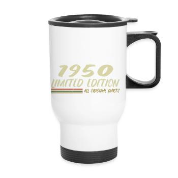 1950er Geburtstagsgeschenkidee 1950er Jahre - Thermobecher mit Tragegriff - Weiß - Vorne