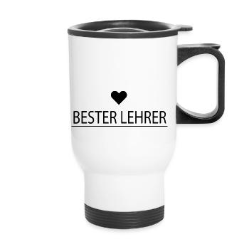 Bester Lehrer! personalisierbar - Thermobecher mit Tragegriff - Weiß - Vorne