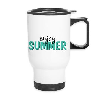enjoy summer - Thermal mug with handle - white - Front