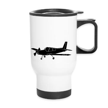 Flugzeug Pilot Flieger Motorflugzeug Motorflieger - Thermobecher mit Tragegriff - Weiß - Vorne