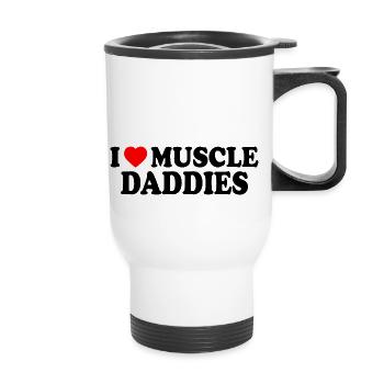 I love muscle daddies - Thermal mug with handle - white - Front