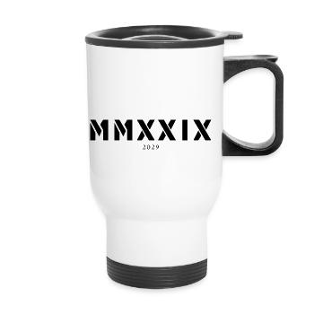 Année de naissance en chiffres romains Fabriqué en 2029 - Tasse isotherme avec poignée - blanc - Devant