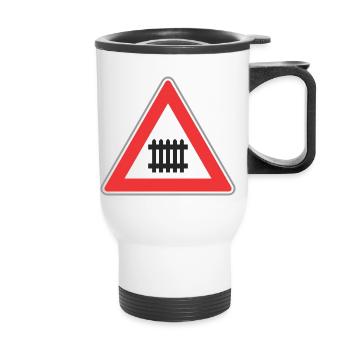 Route façon signe de train - Tasse isotherme avec poignée - blanc - Devant