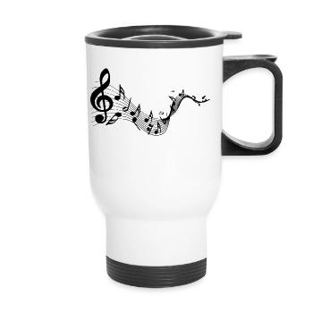 Musik Noten Fluss Geschenk Idee Musiker - Thermobecher mit Tragegriff - Weiß - Vorne