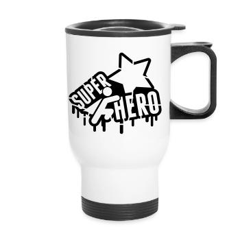 super_hero_grunge_bx1 - Thermobecher mit Tragegriff - Weiß - Vorne