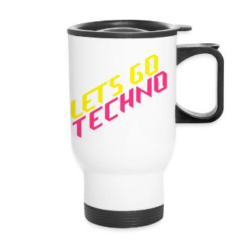 let's go techno - Thermobecher mit Tragegriff - Weiß - Vorne