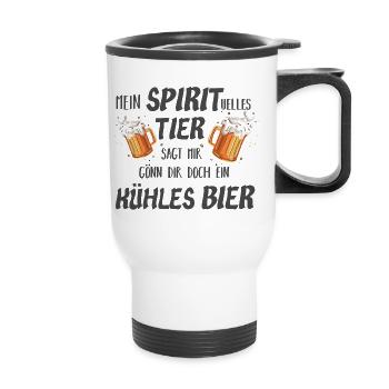 Mein SPIRITuelles TIER sagt mir gönn dir ein BIER☺ - Thermobecher mit Tragegriff - Weiß - Vorne