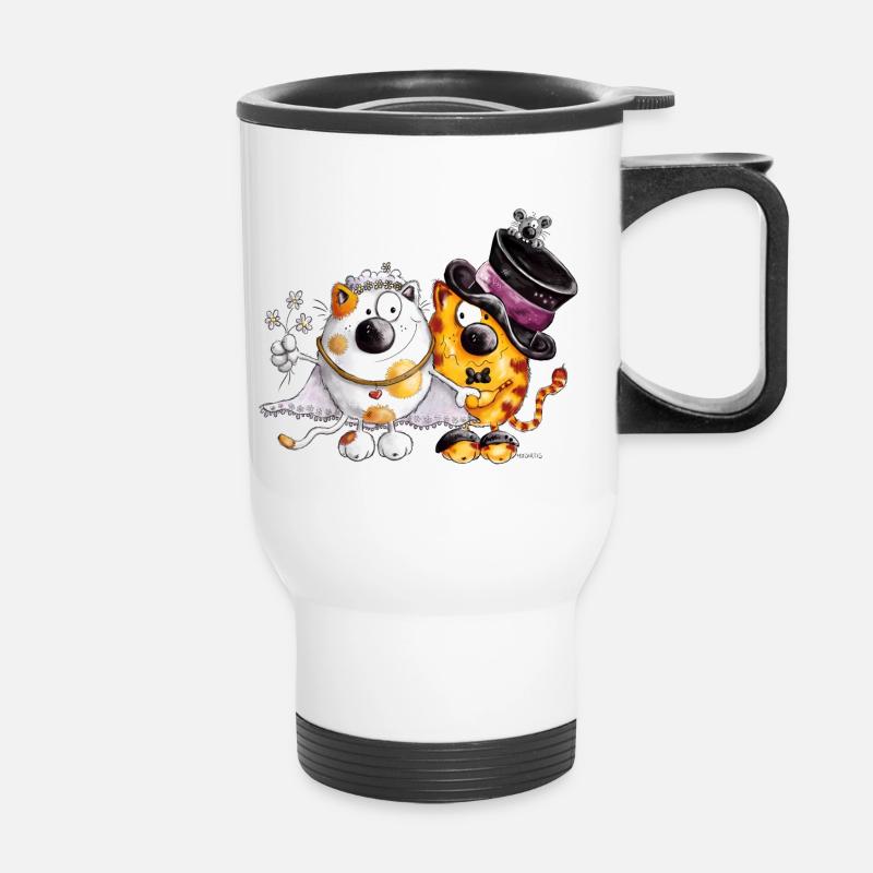 Cats Wedding - Thermal mug with handle - white