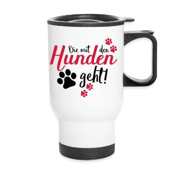 die mit den hunden geht - Thermobecher mit Tragegriff - Weiß - Vorne