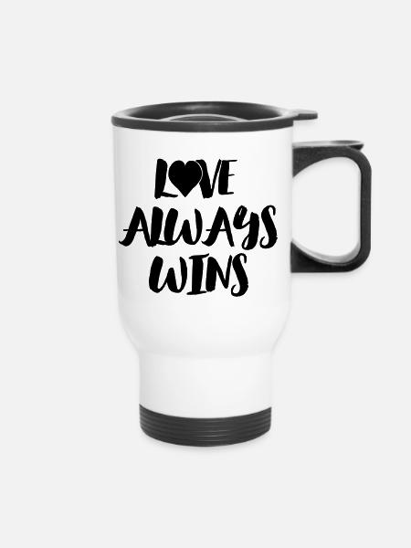 Love Always Wins - Thermobecher mit Tragegriff - Weiß